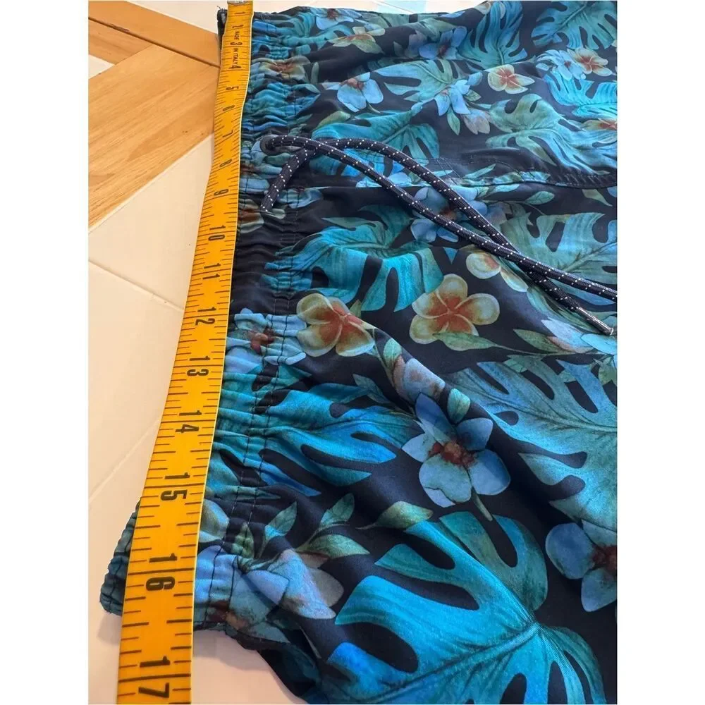 Ocean Current Tropical Swim Trunks Men’s XL | Blue Floral Hawaiian Board Shorts